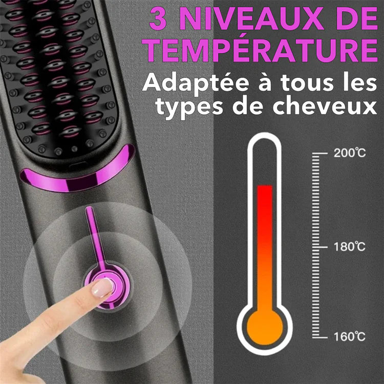 Brosse à Cheveux Lissante MonLisse™ | Sans Fil, Portable & Anti-Frizz