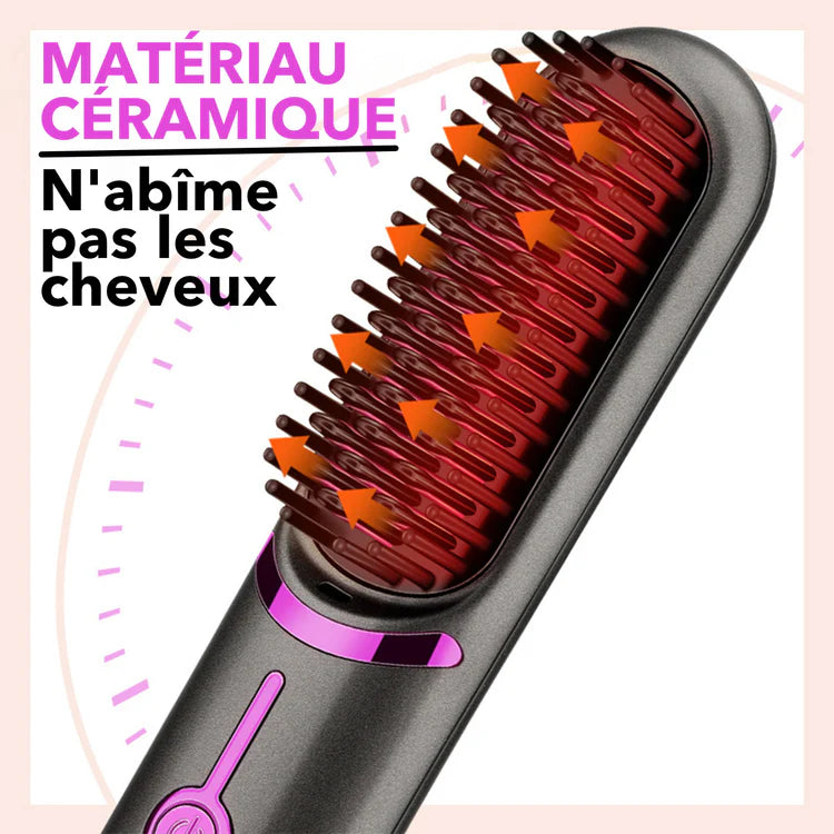 Brosse à Cheveux Lissante MonLisse™ | Sans Fil, Portable & Anti-Frizz
